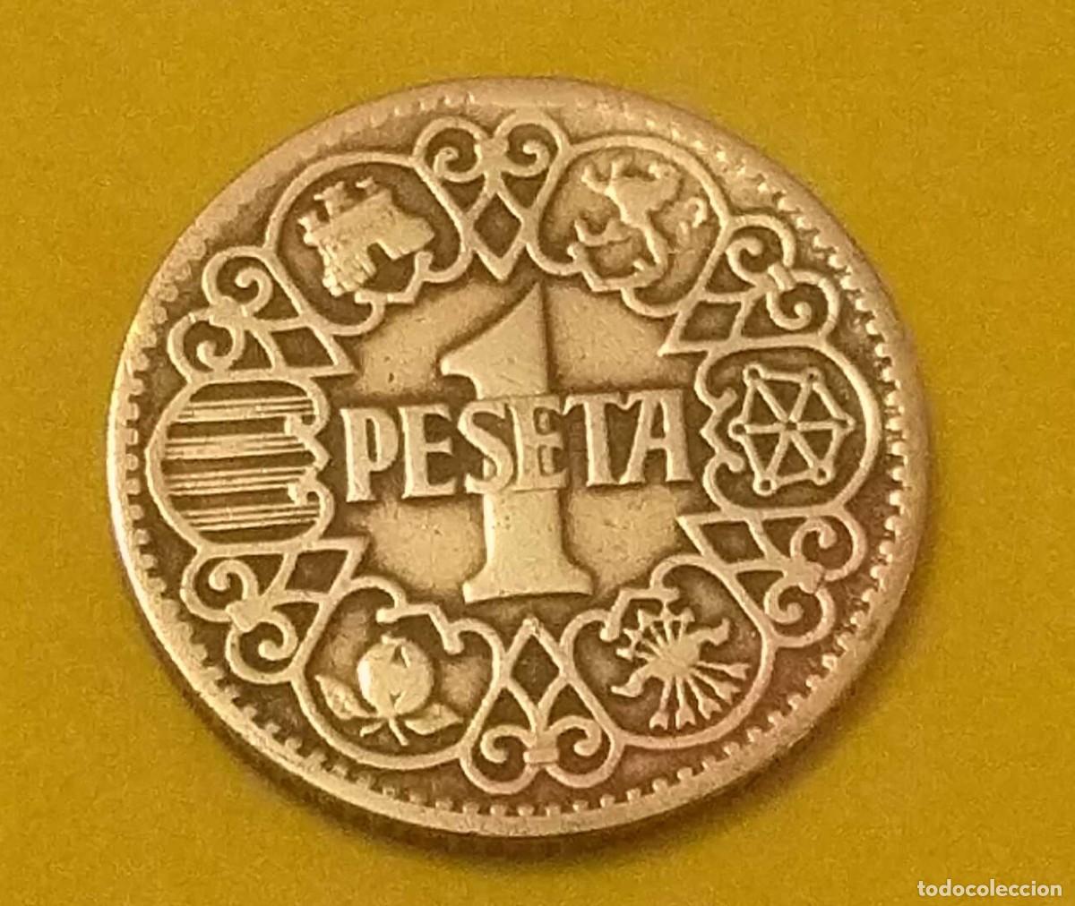 Monedas Franco: moneda de 1 peseta de 1944 - Foto 1