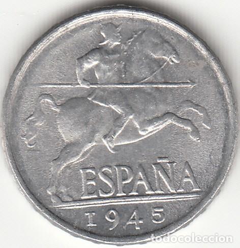 Monedas Franco: ESTADO ESPA&Ntilde;OL: 5 CENTIMOS 1945 - Foto 1