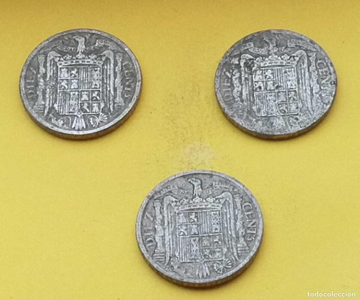Monedas Franco: 3 monedas 10 c&eacute;ntimos 1945 - Foto 2