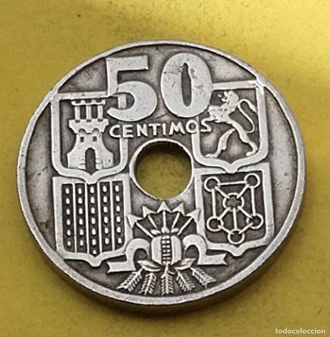 Monedas Franco: moneda 50 c&eacute;ntimos 1949 estrella 54 - Foto 2