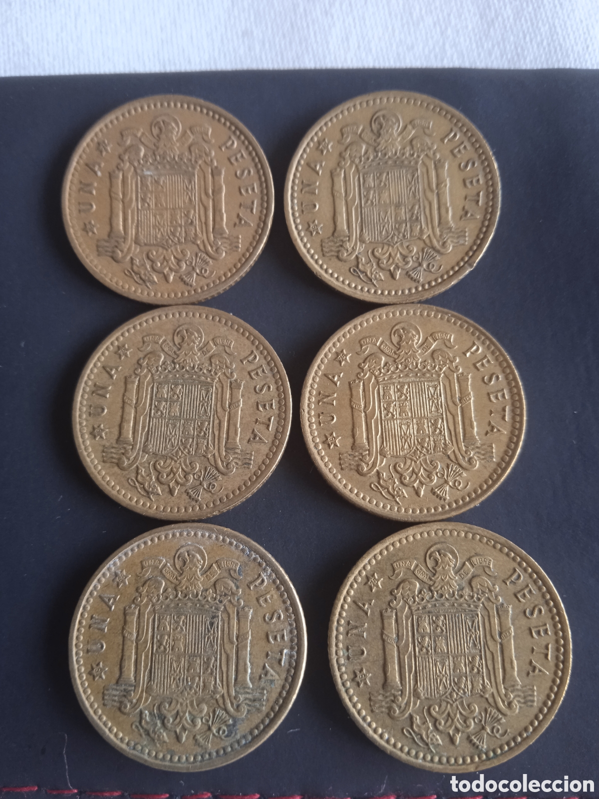 Monedas Franco: 6 monedas 1 peseta a&ntilde;o 1966 - Foto 2