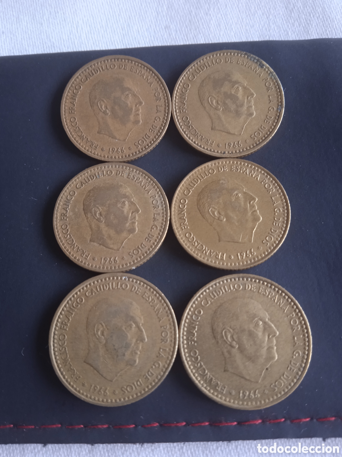Monedas Franco: 6 monedas 1 peseta a&ntilde;o 1966 - Foto 3