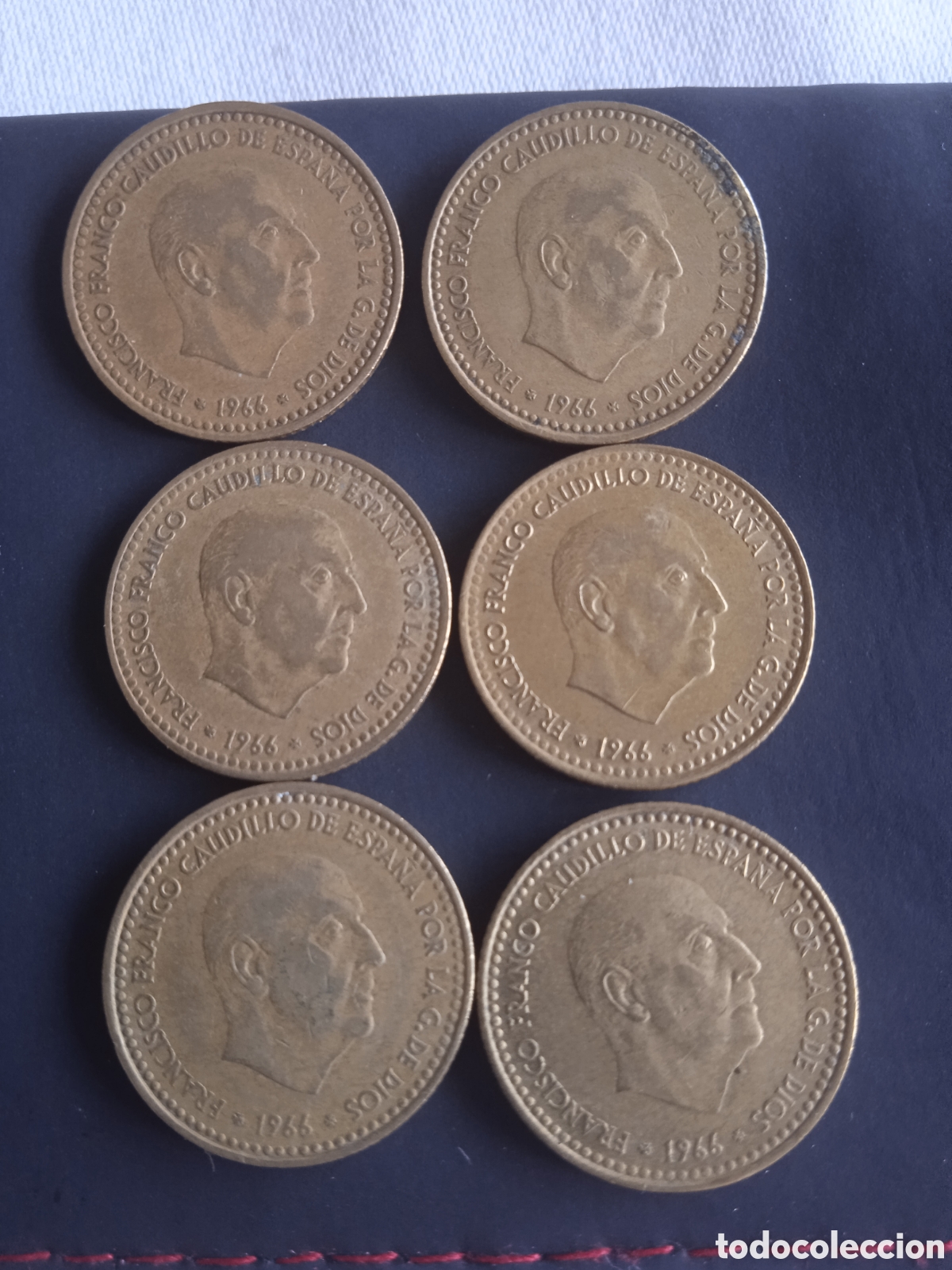 Monedas Franco: 6 monedas 1 peseta a&ntilde;o 1966 - Foto 1