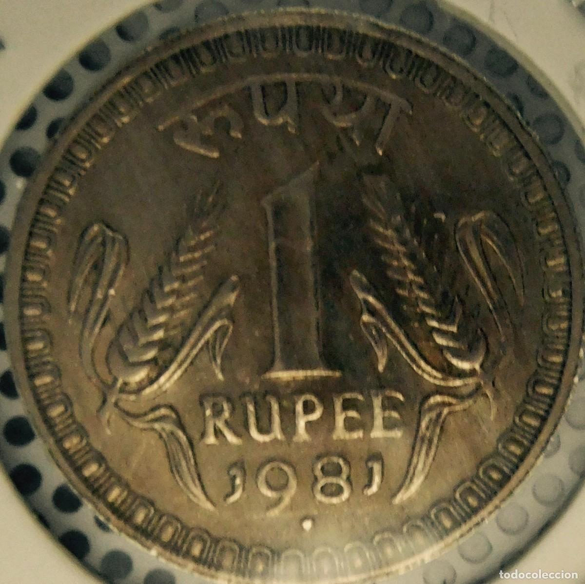 Monedas Franco: India, moneda de 1 rupia 1981 . - Foto 2