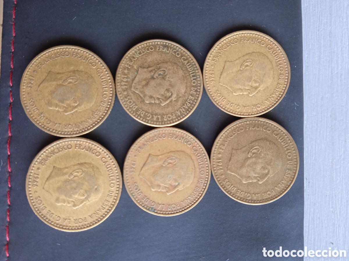 Monedas Franco: 6 monedas de 1 peseta a&ntilde;o 1966 - Foto 4