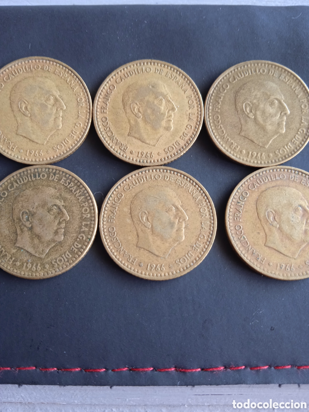 Monedas Franco: 6 monedas de 1 peseta a&ntilde;o 1966 - Foto 1