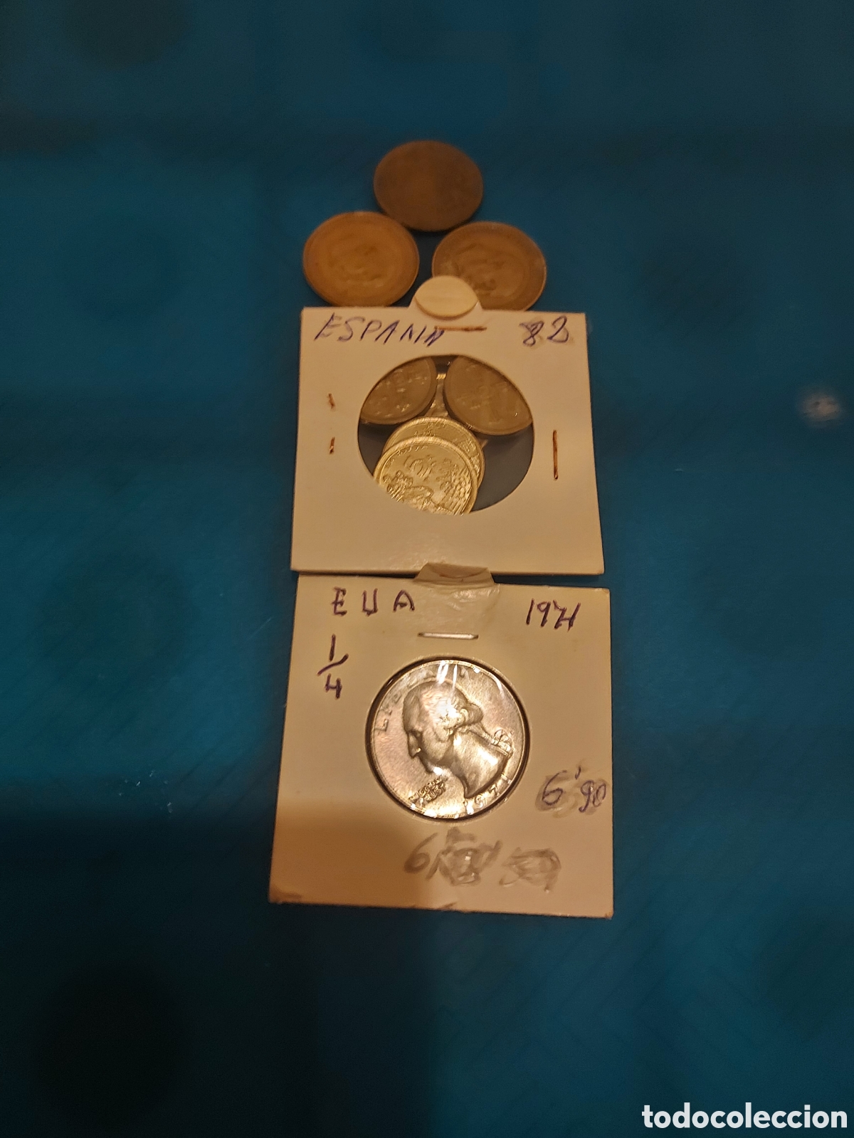 Monedas Franco: 8Spain 3antiguas 1&rdquo;4$Eua - Foto 1