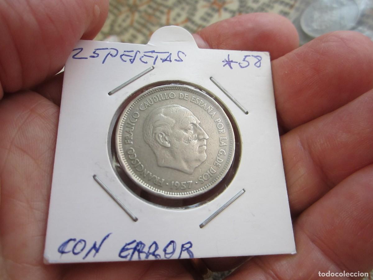 Monedas Franco: MONEDA DE 25 PESETAS DE 1957*58 ERROR - Foto 1