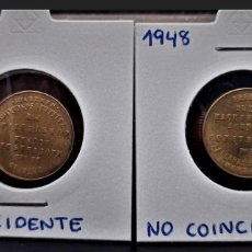 Monedas Franco: ESPAÑA 2 X 1 PESETA DEL ESTADO ESPAÑOL 1948 SIN CIRCULAR