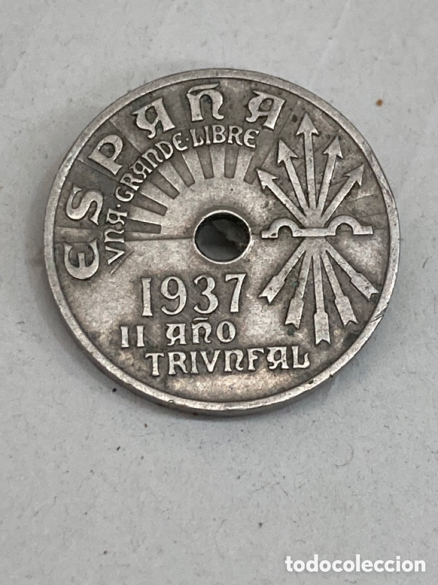 Monedas Franco: Moneda 25 C&eacute;ntimos 1937 L35 - Foto 2