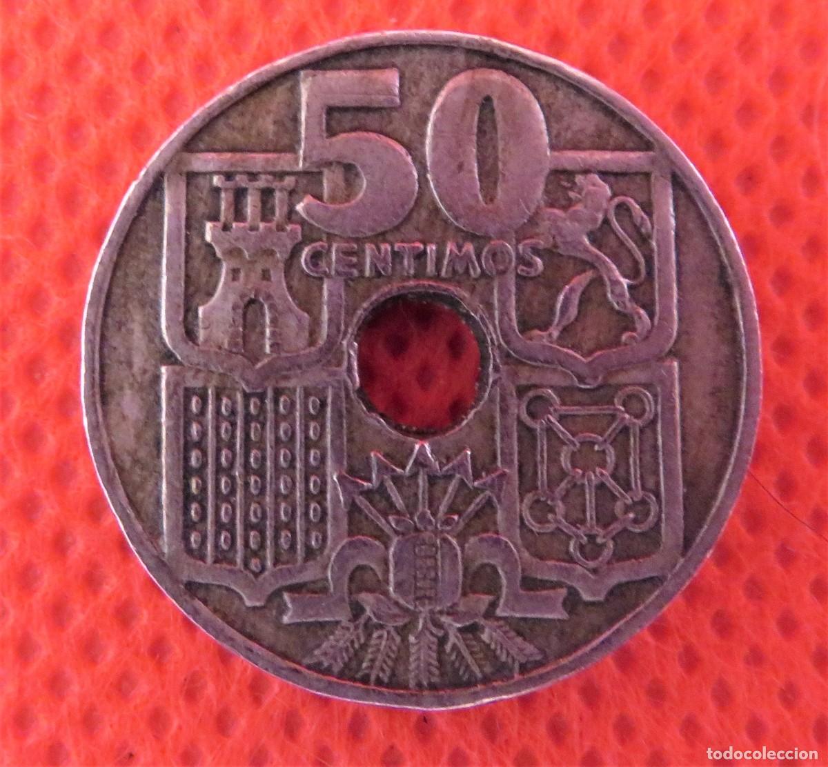 Monedas Franco: Moneda de 50 C&eacute;ntimos de 1949, estrella 53 - Foto 1