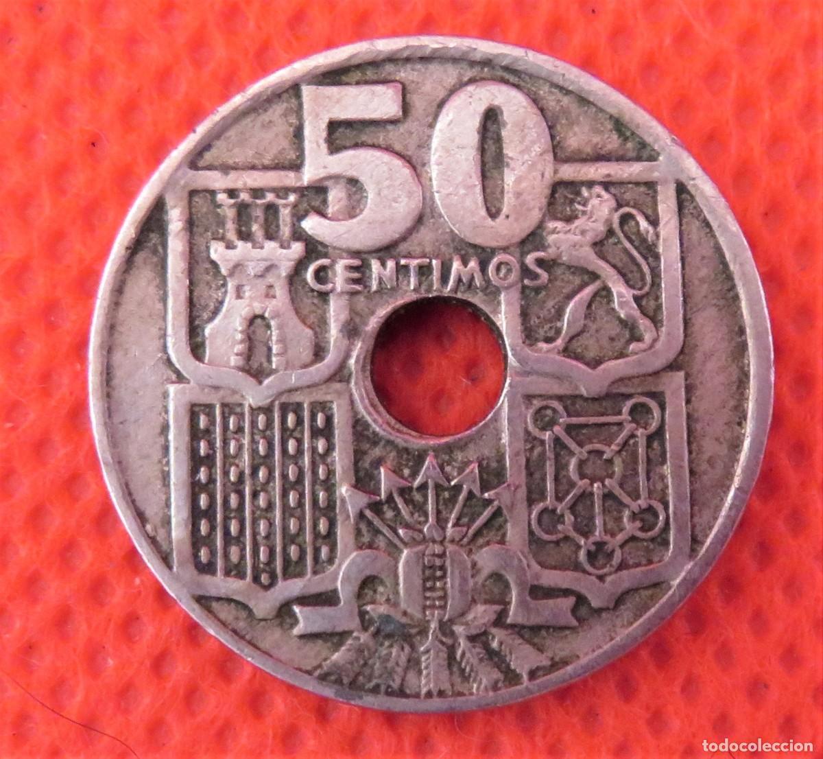Monedas Franco: Moneda de 50 C&eacute;ntimos de 1949, estrella 56 - Foto 2