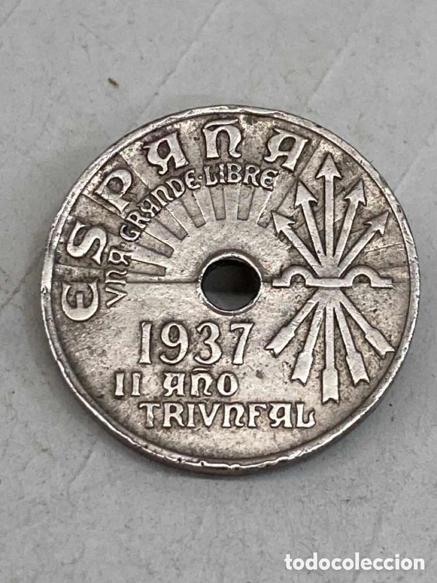 Monedas Franco: Moneda 25 c&eacute;ntimos 1937 X30 - Foto 1