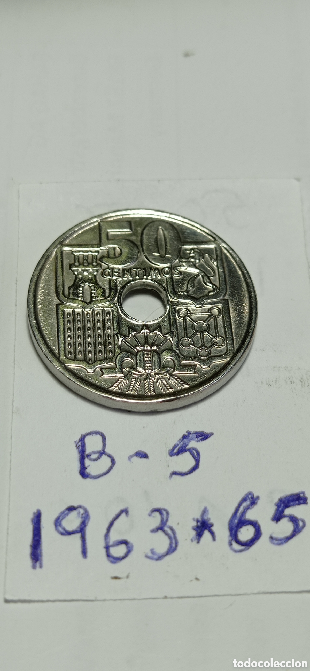 Monedas Franco: MONEDA / DE 50 CENTIMOS / DEL ESTADO ESPA&Ntilde;OL - 1963 - *65 - Foto 2