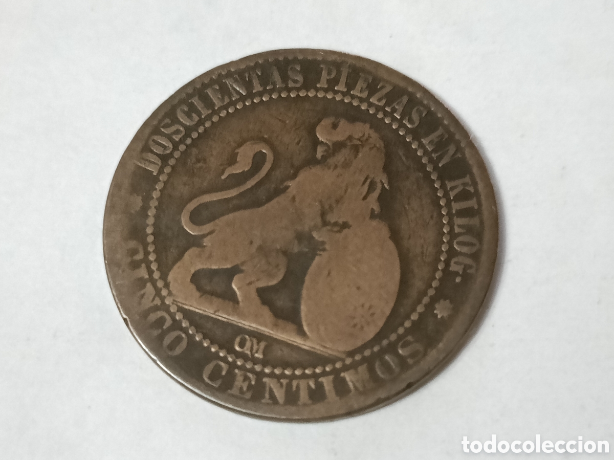 Monedas Franco: Moneda 5 C&eacute;ntimos Espa&ntilde;a (1.870) - Foto 1