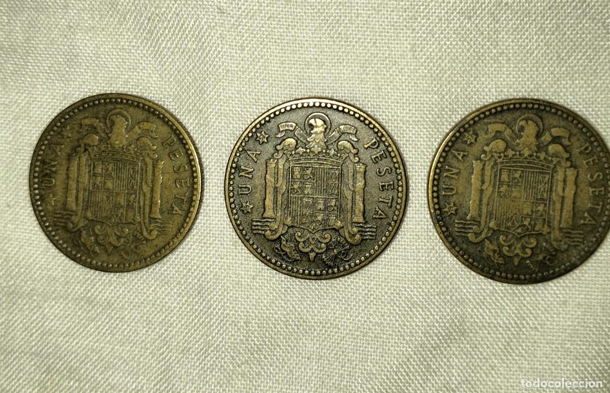 Monedas Franco: 3 monedas de 1 peseta 1947 - Foto 1