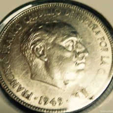 Monedas Franco: 5 PESETAS DE FRANCO, CUPRONIQUEL, 1949. DURO CABEZÓN