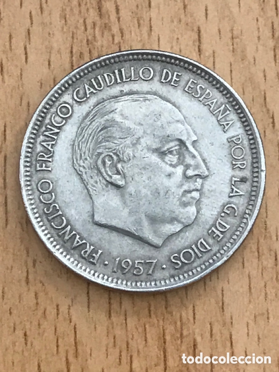 Monedas Franco: moneda 5 pesetas 1957*59 - Foto 2