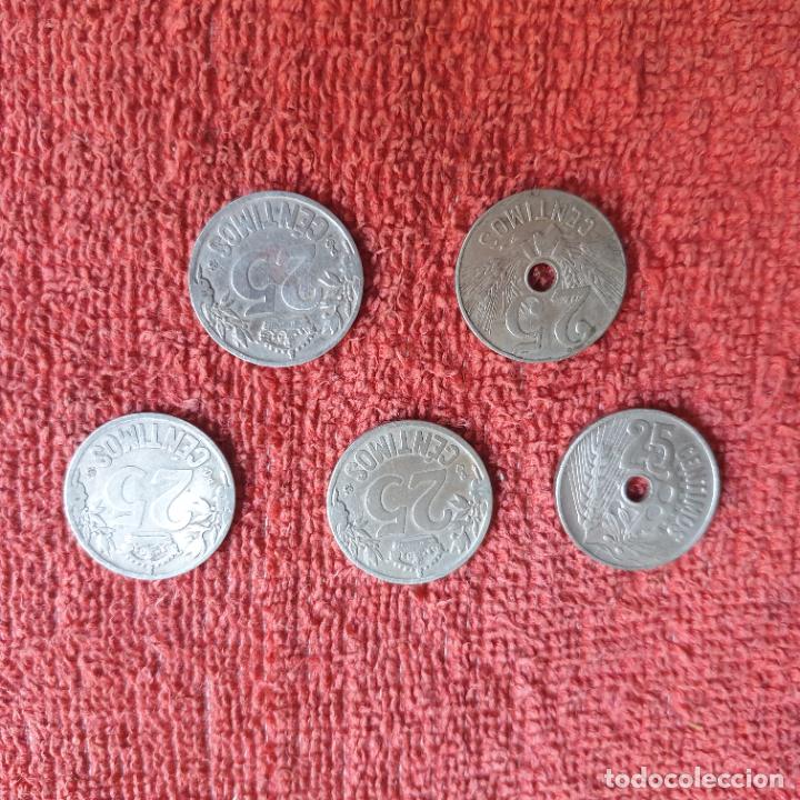 Monedas Franco: CINCO MONEDAS DE 25 CENTIMOS 1925 Y 1927 - Foto 2