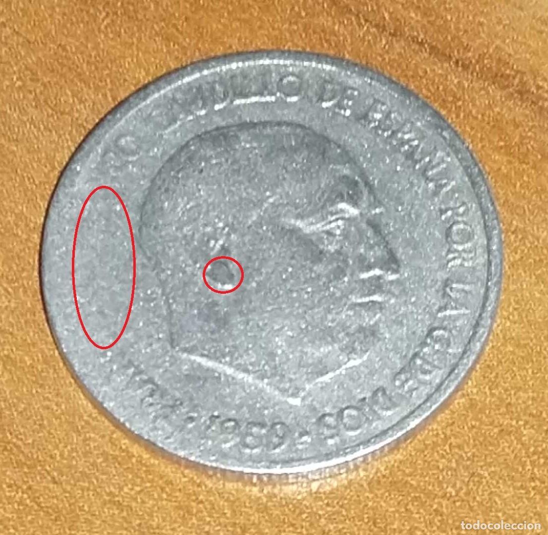 Monedas Franco: Monedas de 10 c&eacute;ntimos 1959 (error de acu&ntilde;aci&oacute;n) - Foto 2