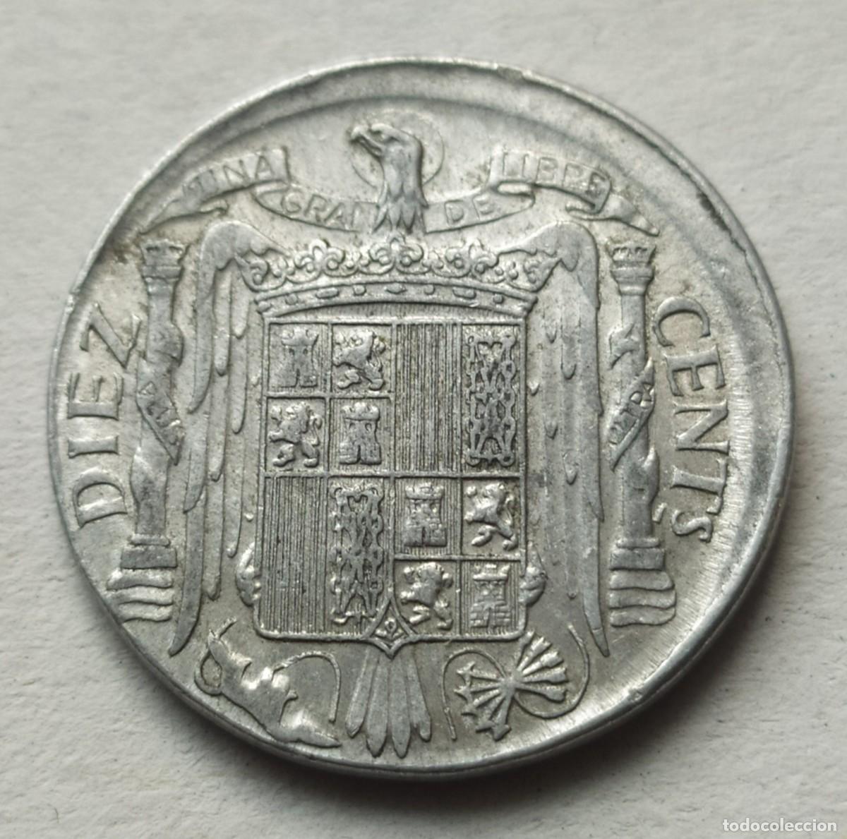 Monedas Franco: ## ERROR ## 10 C&eacute;ntimos 1953 con Acu&ntilde;aci&oacute;n desplazada ## - Foto 2