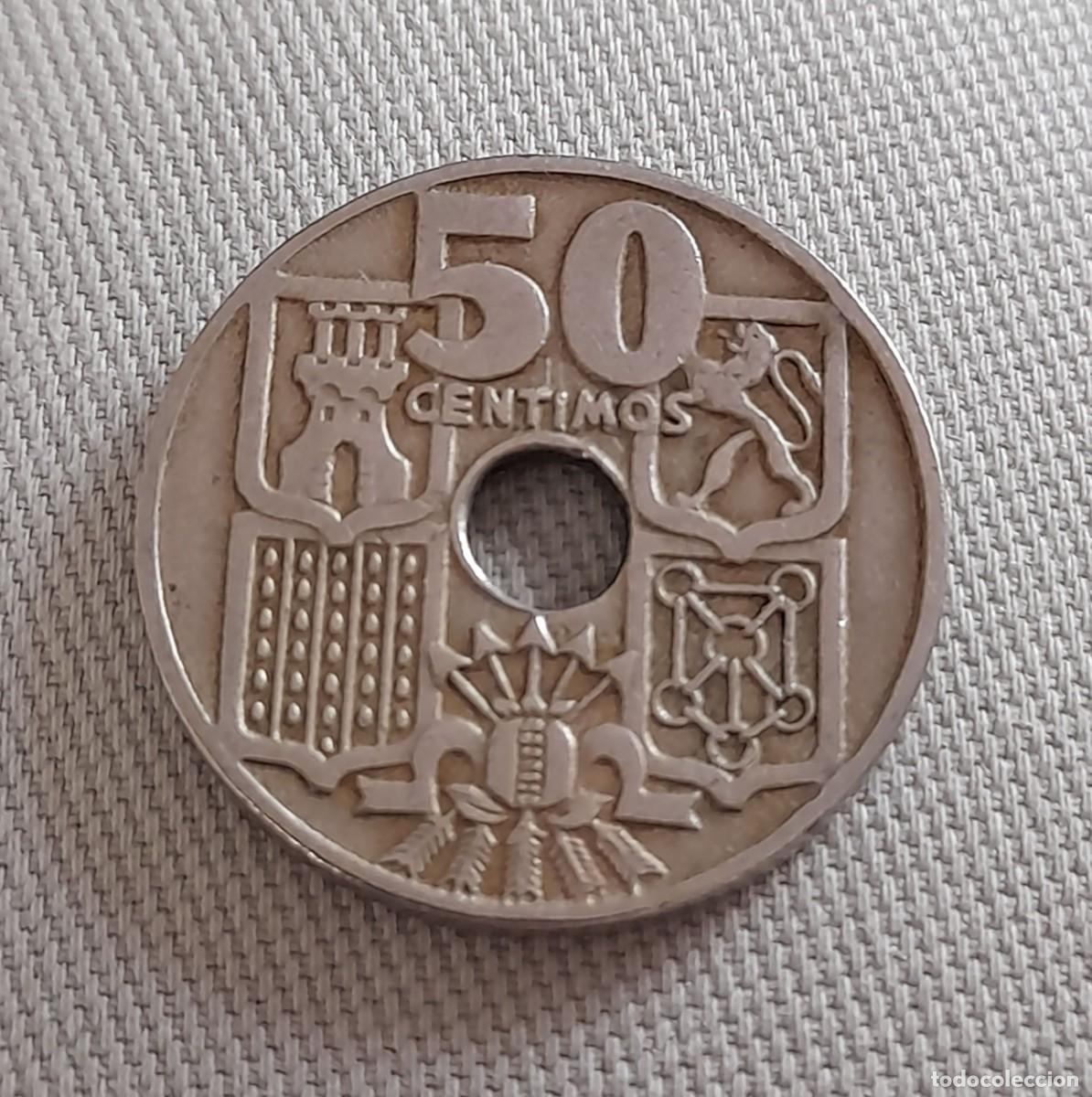 Monedas Franco: Moneda de 50 c&eacute;ntimos de 1949 Estrella 53 - Foto 2