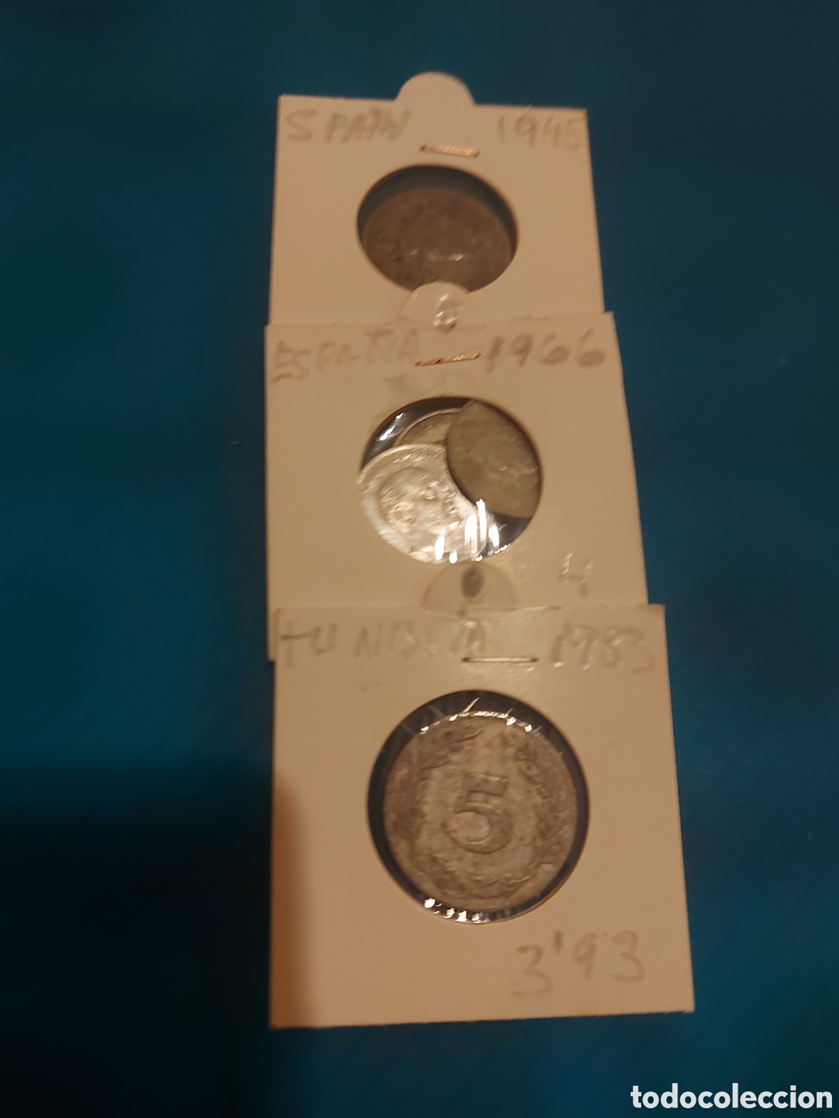 Monedas Franco: 4 deEspa&ntilde;a 1Tunissia - Foto 1