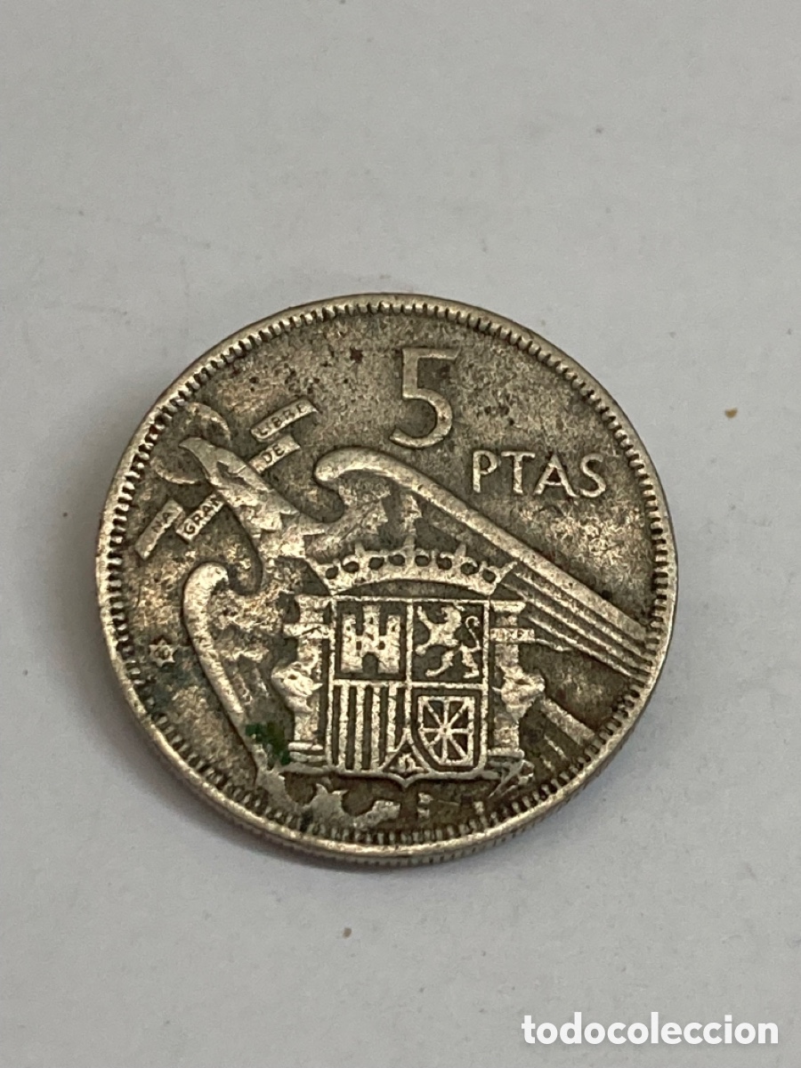 Monedas Franco: Moneda 5 pesetas 1957 L44 - Foto 2