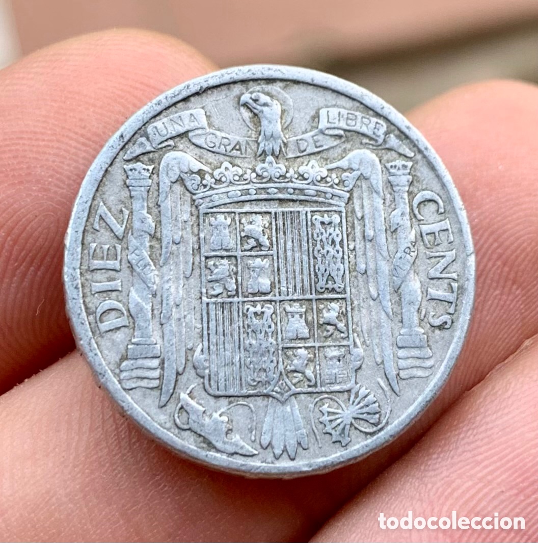 Monedas Franco: Moneda 10 Centimos 1941. Estado Espa&ntilde;ol - Foto 2