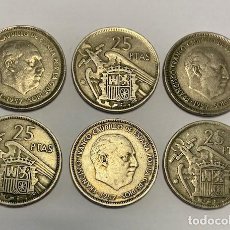 Monedas Franco: LOTE 6 MONEDAS 25 PESETAS 1957 FRANCO