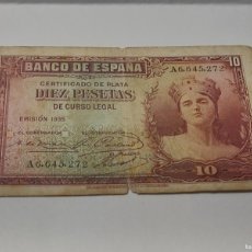 Monedas Franco: BILLETE 10 PESETAS CERTIFICADO PLATA 1935 BANCO DE ESPAÑA - SERIE A - BRADBURY WILKINSON -