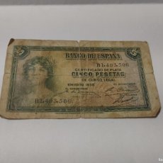 Monedas Franco: BILLETE 5 PESETAS CERTIFICADO PLATA 1935 BANCO DE ESPAÑA - SERIE B - BRADBURY WILKINSON -