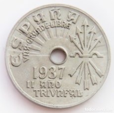 Monedas Franco: 25 CÉNTIMOS 1937. II AÑO TRIUNFAL. MBC +.