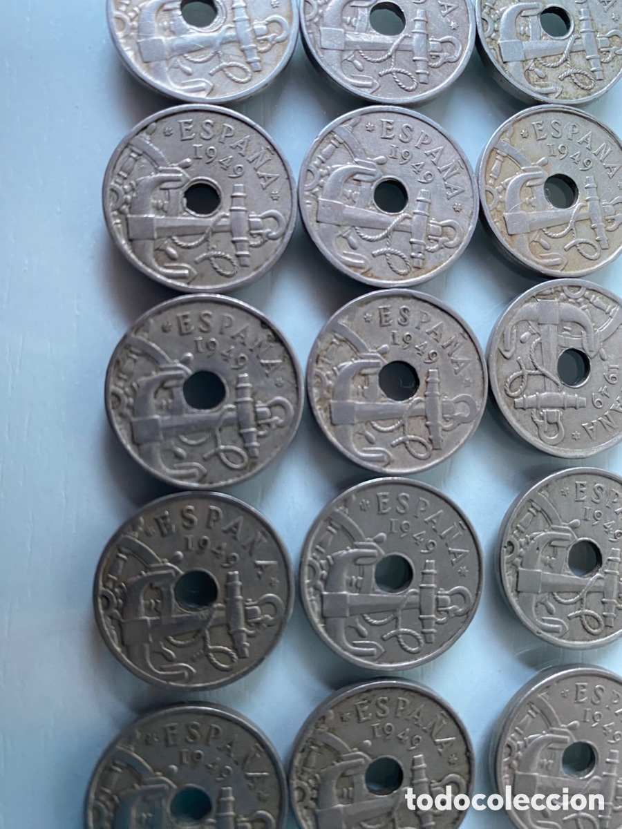Monedas Franco: 16 MONEDAS DE 50 C&Eacute;NTIMOS ANO 1949 - Foto 2