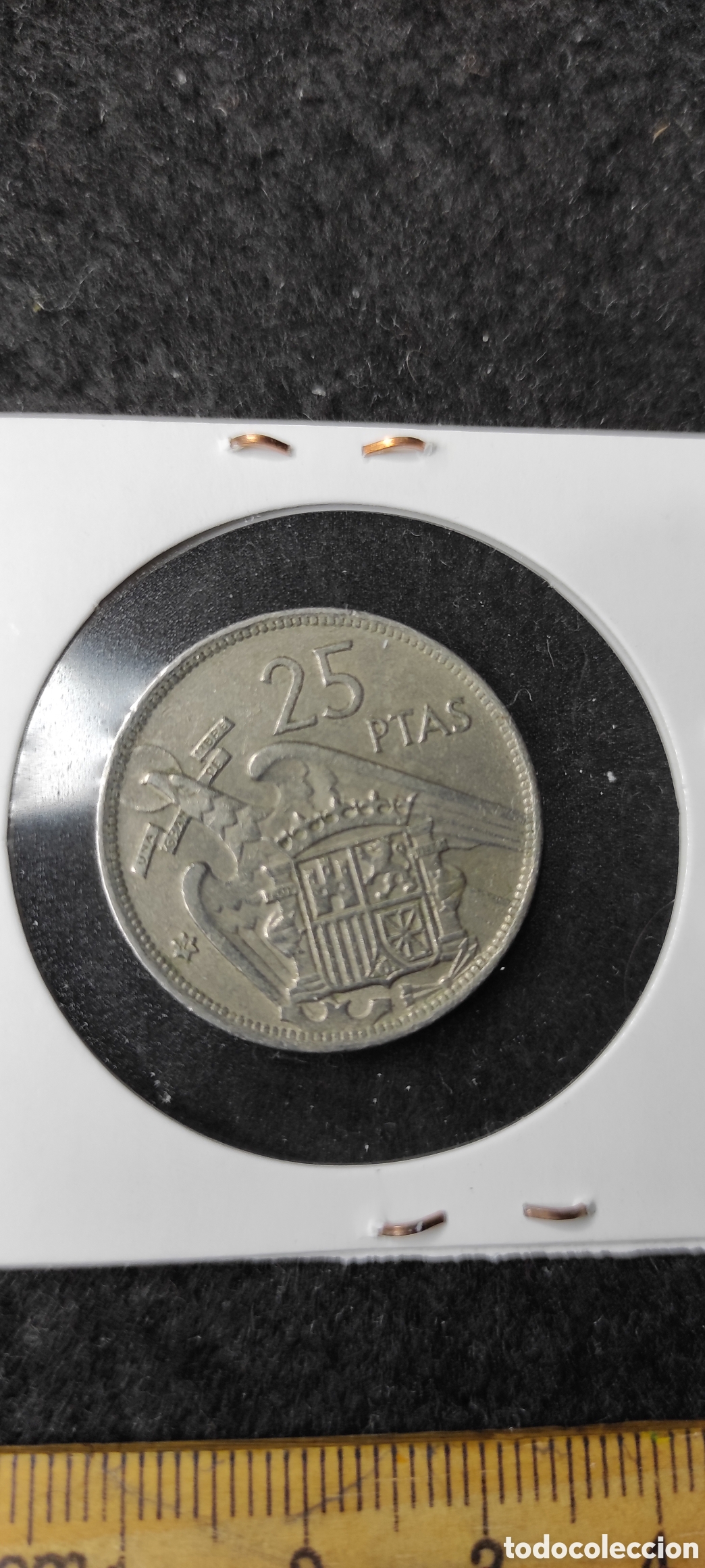 Monedas Franco: Moneda de 25 pesetas 1957 *74 - Foto 2