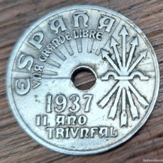Monedas Franco: MONEDA DE 25 CÉNTIMOS, ESPAÑA 1937 II AÑO TRIUNFAL