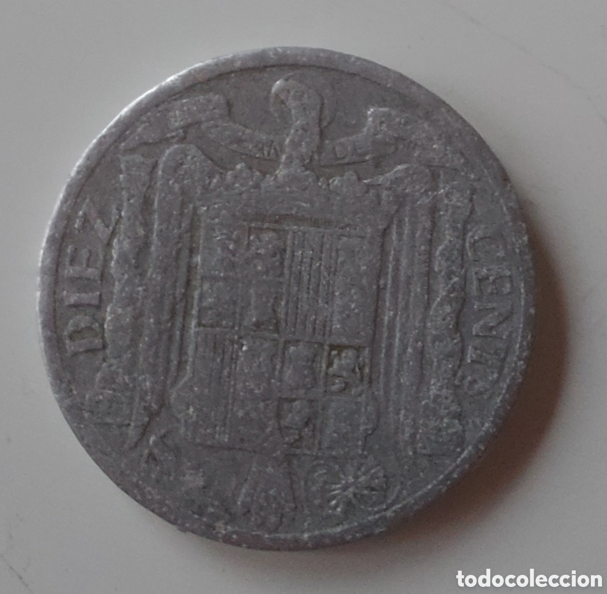 Monedas Franco: Moneda Espa&ntilde;a 10 c&eacute;ntimos a&ntilde;o 1940 - Foto 2