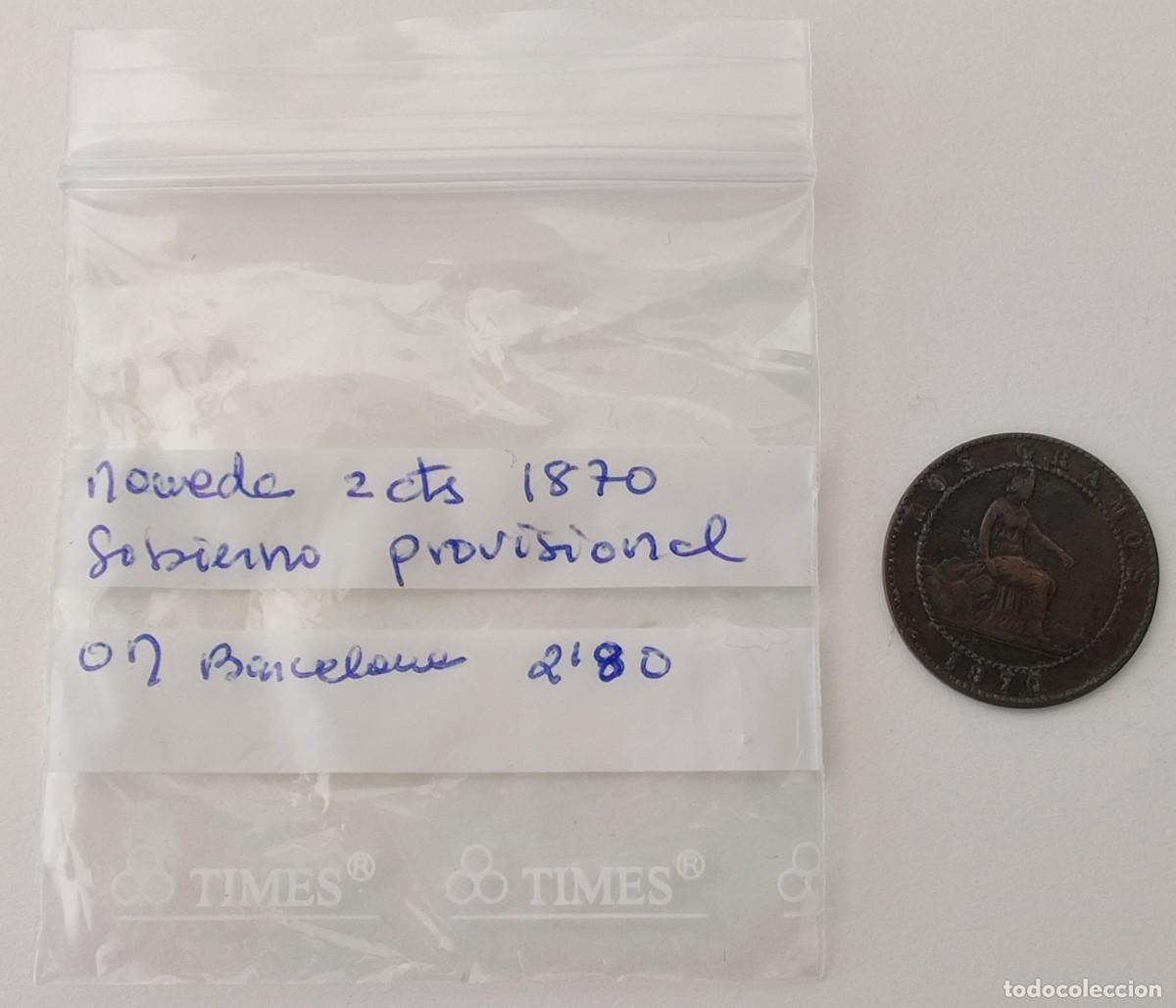 Monedas Franco: Moneda de 2 Centimos Gobierno Provisinal - Foto 2