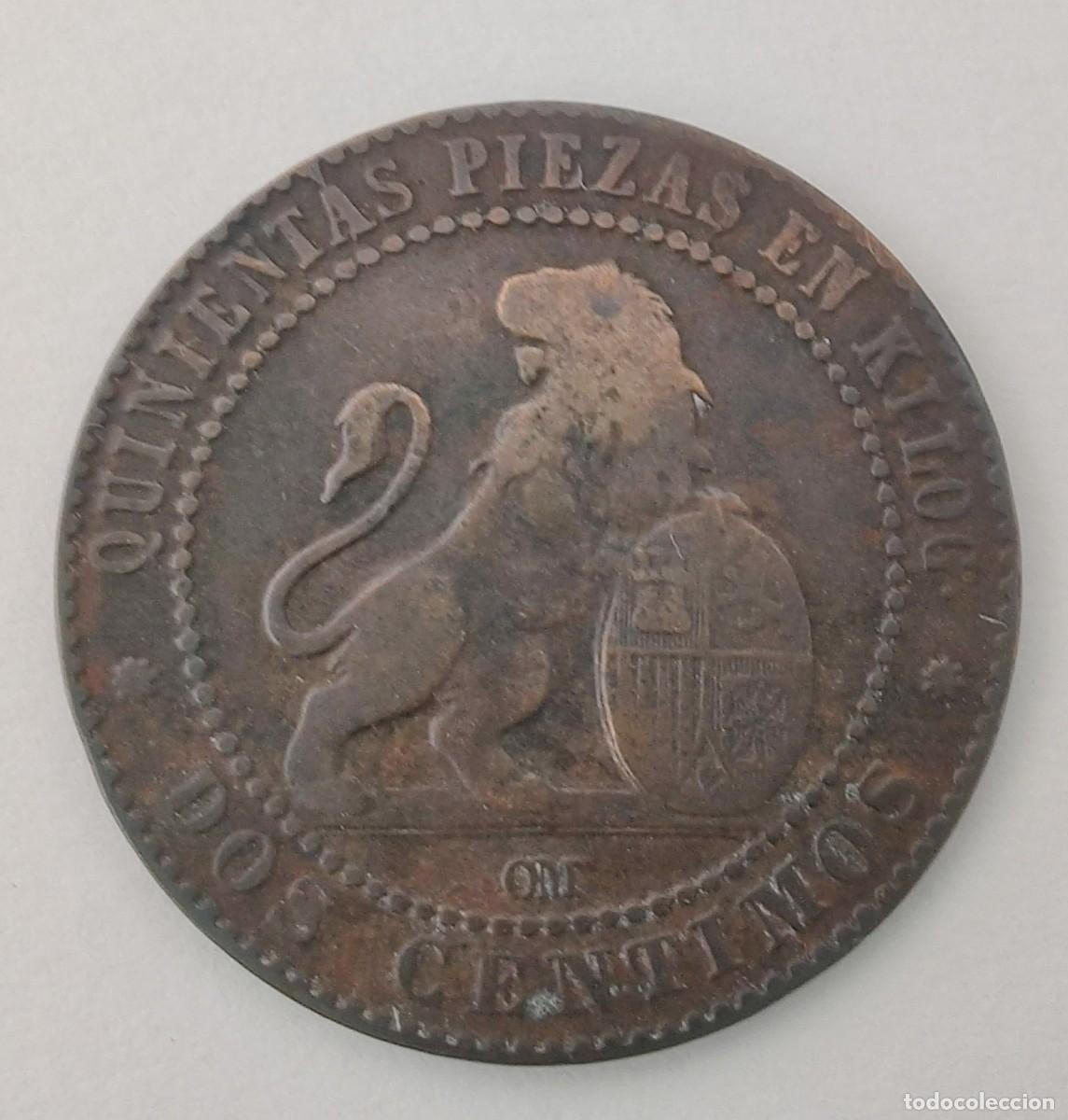 Monedas Franco: Moneda de 2 Centimos Gobierno Provisinal - Foto 3