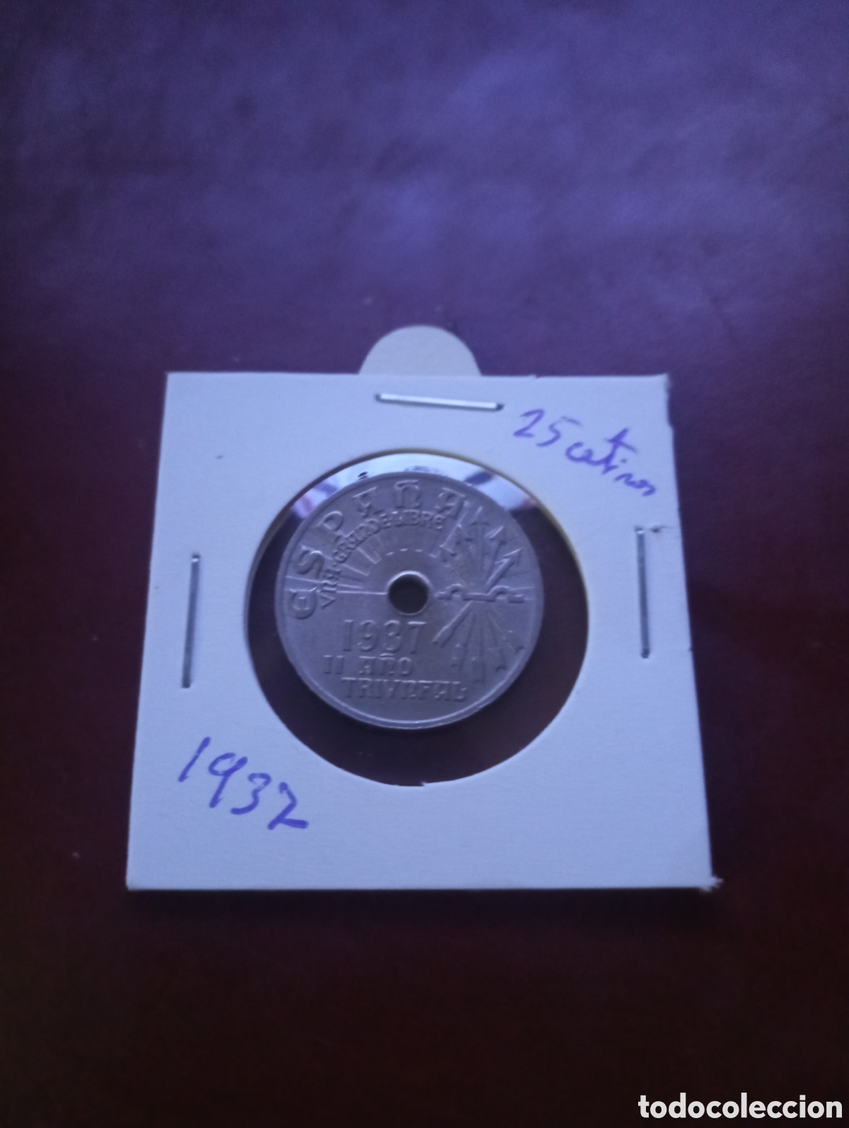 Monedas Franco: Moneda de 25 c&eacute;ntimos de 1937 5 - Foto 1