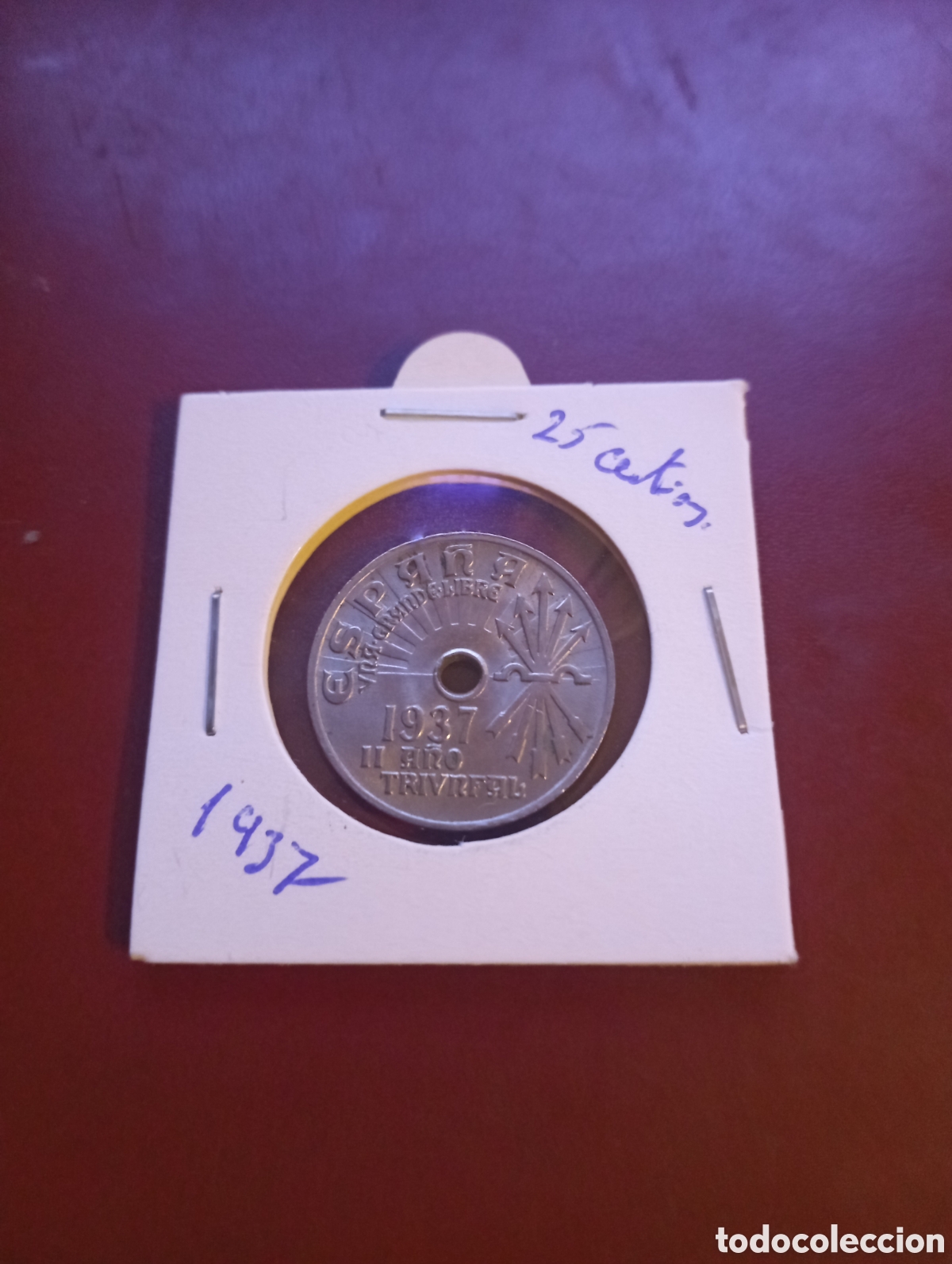 Monedas Franco: Moneda de 25 c&eacute;ntimos de 1937 7 - Foto 1