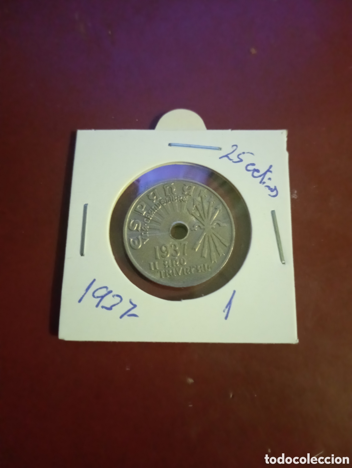 Monedas Franco: Moneda de 25 c&eacute;ntimos de 1937 20 - Foto 1
