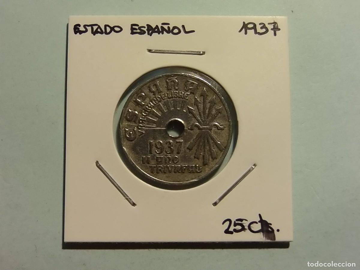 Monedas Franco: ESTADO ESPA&Ntilde;OL 25 C&Eacute;NTIMOS 1937. - Foto 1