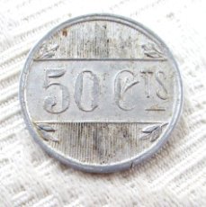 Monedas Franco: GUERRA CIVIL-RARA MONEDA DE 50 CÉNTIMOS DE ALUMINIO-L'AMETLLA DEL VALLÉS (BARCELONA)