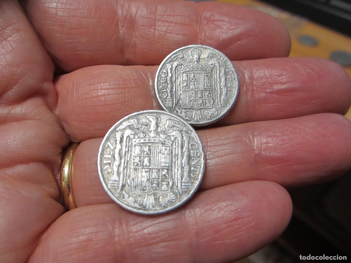 Monedas Franco: MONEDAS DE 5 Y 10 C&Eacute;NTIMOS DE 1945 - Foto 2