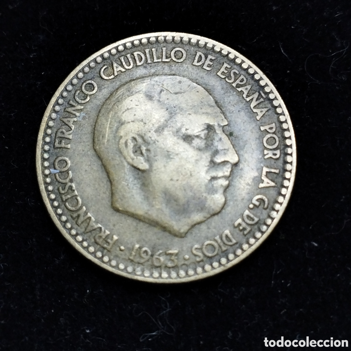 Monedas Franco: 1 peseta de 1963 * 66. Error, repintada. - Foto 1