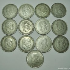 Monedas Franco: ARRAS O LOTE DE 13 MONEDAS ANTIGUAS. 100 PESETAS. FRANCO. PLATA. 1966