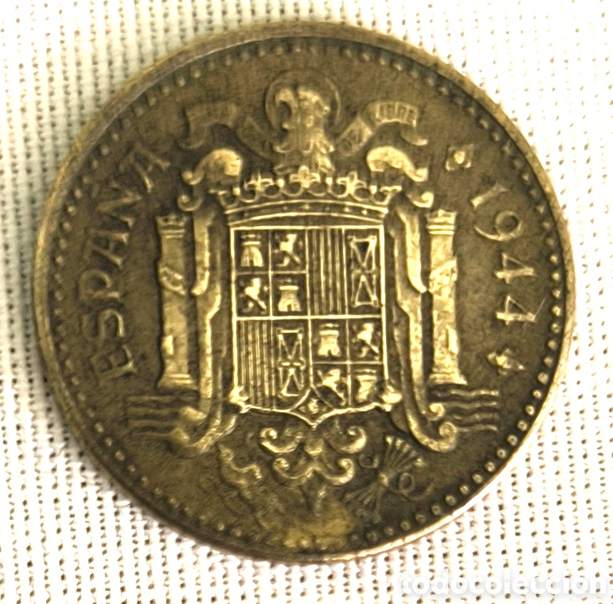 Monedas Franco: Moneda de 1 peseta. 1944. - Foto 2