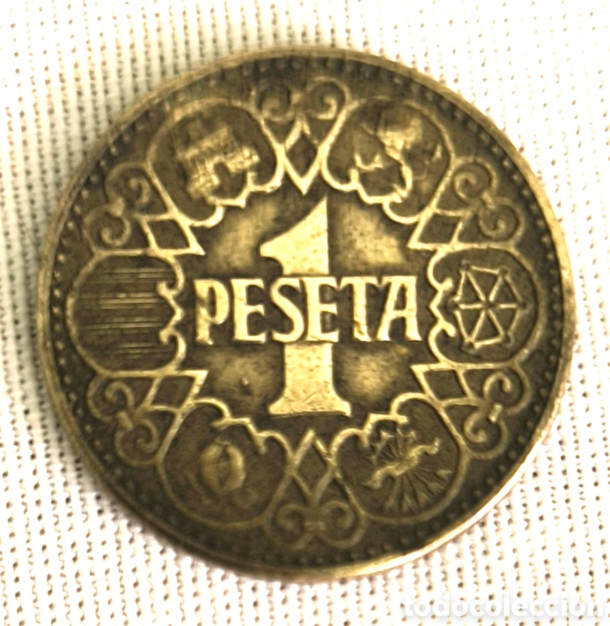 Monedas Franco: Moneda de 1 peseta. 1944. - Foto 1