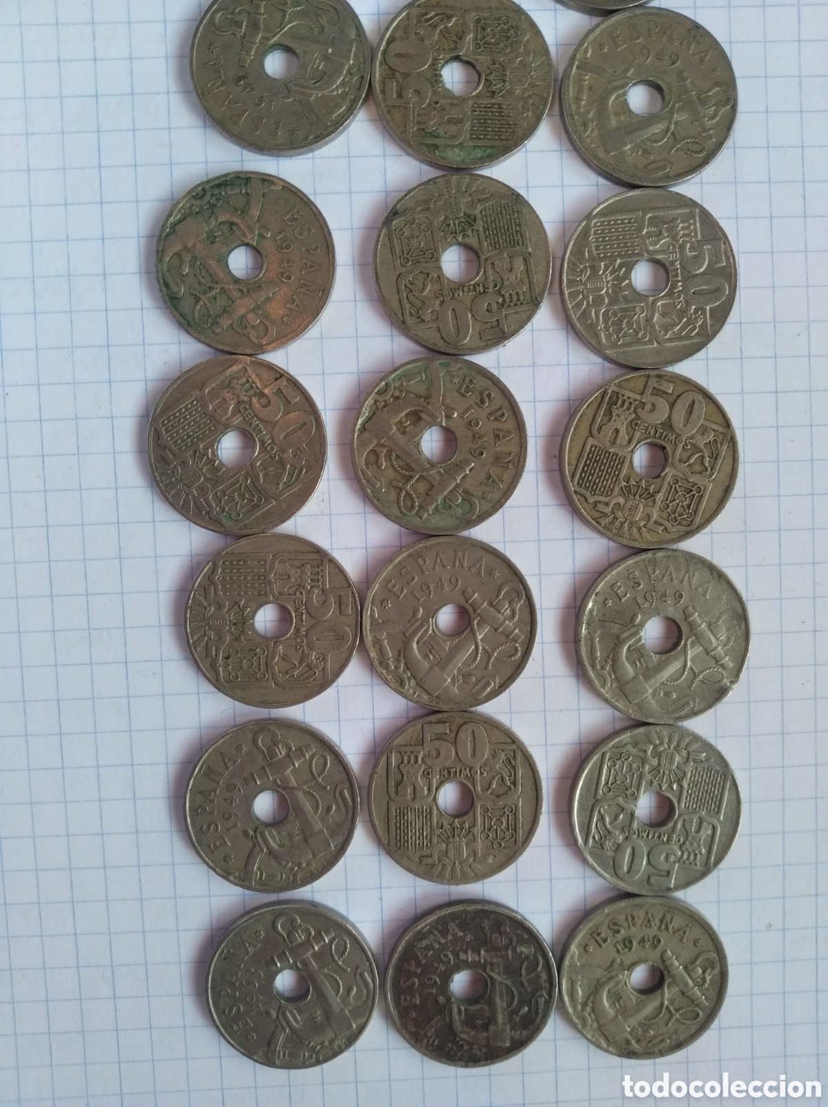 Monedas Franco: 30 monedas de cincuenta c&eacute;ntimos de Espa&ntilde;a - Foto 2